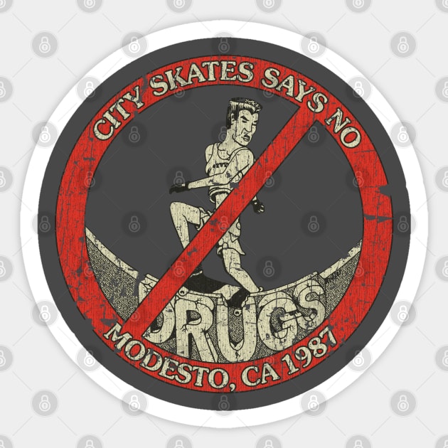 City Skates Says No To Drugs 1987 Sticker by JCD666